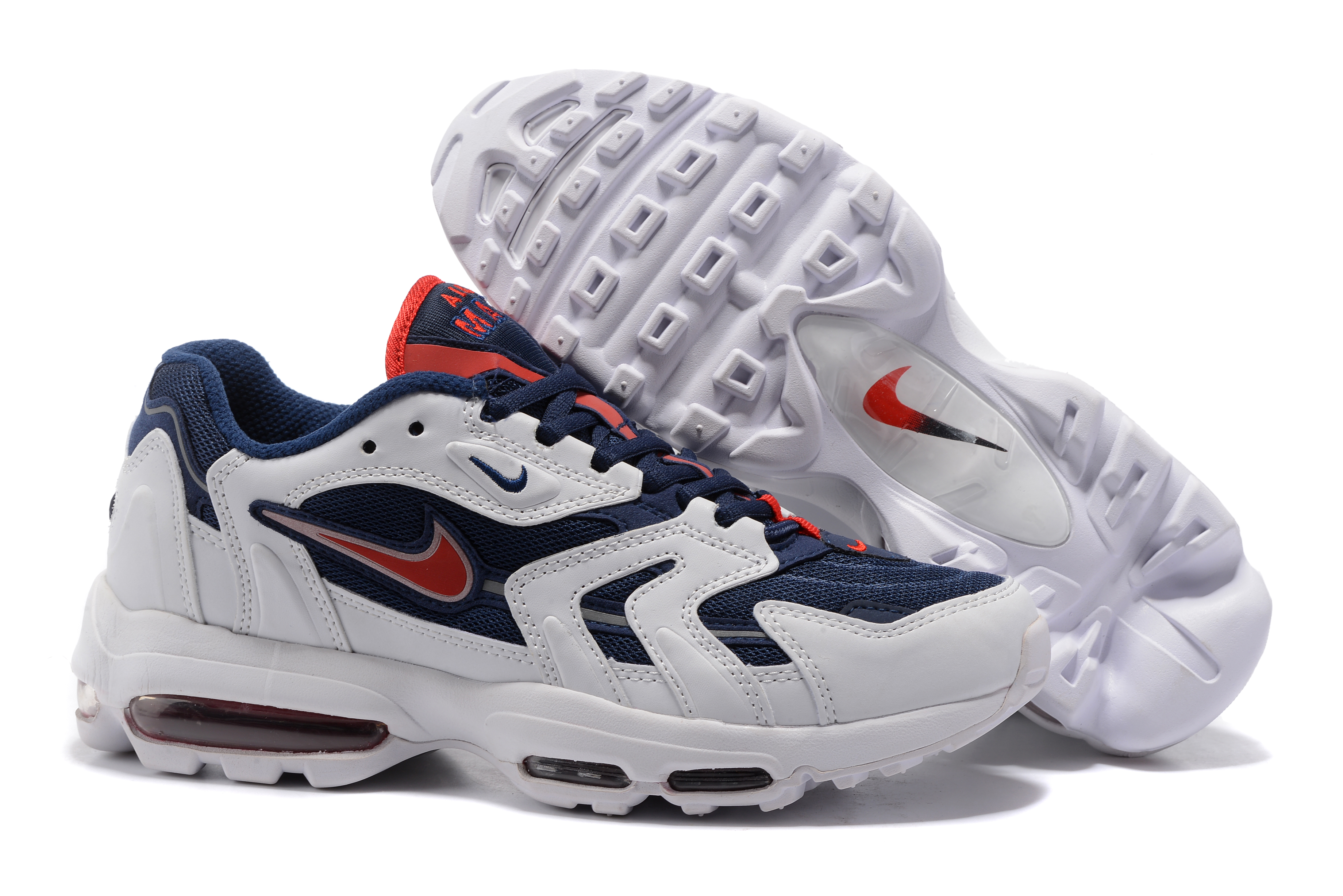 Nike Air Max 96 White Deeo Blue Red Shoes - Click Image to Close